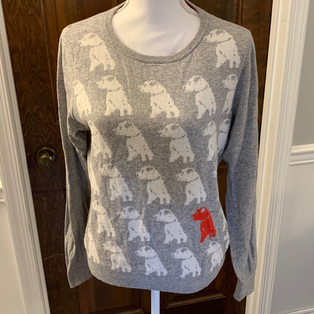 Boden Cotton/Cashmere Red Dog Sweater